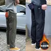 Calça Softshell com Logo Triangular para Homens, Calça Casual com Forro de Fleece para Outono e Inverno, Secagem Rápida, Resistente à Água, Calça Longa para Esportes ao Ar Livre