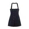 Roupas Europeias e Americanas Femininas Transfronteiriças Za Aliexpress Venda Quente Moda Europeia e Americana Vestido Curto Fashionável e Versátil com Gola Halter