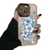Funda Plateada con Diseño Floral Azul y Blanco Transfronteriza Adecuada para Funda de Teléfono Apple 17/16/15Pro 14Promax13/12/11X