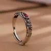 Anillo de Calabaza Folu Ping An para Hombres y Mujeres Estilo Étnico Marea Nacional Xiangyun Comida Anillo para el Dedo Retro Imitación Plata Tailandesa Anillo Abierto