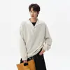 Marca de moda americana Sudadera con textura de dos piezas falsas Unisex Primavera Otoño Invierno Retro Holgada Versátil para Pareja
