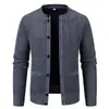 Nuevo Cardigan de Punto con Cuello Alto y Textura de Espiga para Hombre de Comercio Exterior Suéter Abrigo de Manga Larga de Negocios Multicolor Dropshipping