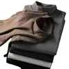 Camada Interna Quente Transfronteiriça Top Confortável Veludo Alemão Dupla Face Camiseta Básica Masculina Inverno Novo Fleece Espessado Gola Alta