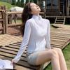 Roupa de Proteção Solar Slim com Gola Alta para Mulheres, Top de Seda Gelada Modelador de Cintura Anti-UV para Yoga, Cardigã Leve e Curto de Proteção Solar
