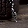 Prata de lei S925 vintage antigo pilão de diamante auspicioso oito tesouros cilindro rotativo pingente de transferência colar estilo étnico Xizang corrente longa