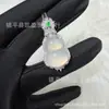 Colgante de Calabaza con Crisoprasa de Hielo Incrustada Plateado al Por Mayor Ágata Rosa Estilo Nicho Hebilla de Seguridad Collar de Jade Colgante de Jade