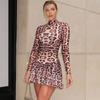 Ropa de Mujer Más Vendida en Amazon Otoño 2025 Nueva Moda Estampado Chica Caliente Delgado Estampado de Leopardo Vestido de Manga Larga Venta al por Mayor
