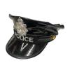 Sombrero Policial Octogonal de Cuero Negro Sombrero de Juego de Roles para Adultos Accesorios Sombrero de Uniforme Fiesta Damas Exportación Sombrero Europeo y Americano