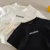 Camiseta de Verano Nueva Estilo de Algodón Puro con Mangas Cortas Estampada con Letras Elegante para Niños y Niñas, Camiseta Elegante de Cuello Redondo Estilo Coreano