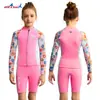 Nuevo Traje de Buceo Infantil 1.5mm Dividido de Manga Larga Térmico para Niñas, Shorts Engrosados a Prueba de Frío para Surf y Snorkel