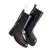 Botas retro estilo coreano negras de media pantorrilla para mujer, nueva colección otoño/invierno 2026, versátiles botas de montar sin cordones con tacón grueso y punta redonda
