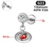 Varilla de Aleación de Titanio F136 Clavo para Hueso del Oído Colgante Estéreo Planeta Tierra Pendientes Bolas de Zirconia Dopamina Pendientes para Niña