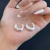 Brincos em Forma de C Textura Simples Prateados Foscos Escovados Leve Luxo Brincos de Alta Qualidade Novos Populares Brincos de Nicho