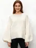 Suéter de Punto Asimétrico Hombro Caído Manga Larga 2026 Otoño e Invierno para Mujer Top de Punto Holgado Estilo Perezoso Suave Versátil