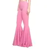 Pantalones Acampanados de Cintura Alta para Mujer Color Sólido Moda Plisados de Campana