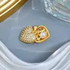 [Oro Real de Cobre] Corazón de Melocotón Perla Comercio Exterior Coreano Transfronterizo DIY Joyería Hecha a Mano Cobre Circonio Microincrustado Accesorios de Colgante