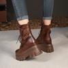 Botas Martin Novas de Outono e Inverno com Rebites e Aumento Oculto de Altura, Botas de Cano Alto com Solado Grosso, Sapatos Casuais Versáteis Femininos de 10cm