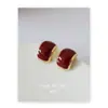 Pendientes retro románticos franceses color vino con pasador de plata S925 diseño verde dopamina pendientes elegantes para mujer