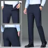 Pantalones casuales de invierno de alta gama para hombre, 2026, corte recto holgado, pantalones de vestir, resistentes a las arrugas, pantalones largos