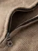 25 Prendas de Punto de Cachemira Nuevas para Hombre en Invierno Engrosadas y Cálidas Color Sólido Versátiles Simples de Media Cremallera Holgadas Cuello Alto Prendas de Punto