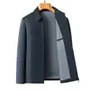 Jaqueta Masculina de Seda para Primavera e Outono, Novo Estilo para Pais de Meia-Idade, Casual, Resistente a Amassados, com Gola e Bolsos