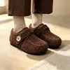 Zapatos Birkenstock de mujer nuevos de invierno con pelo grueso, puntera redonda, cálidos de algodón, planos, antideslizantes, para mamá, cálidos, tipo frijol