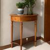 Mesa de entrada semicircular de estilo americano, mesa de entrada ligera de lujo, mesa estrecha de pared, puerta de armario lateral de entrada de madera maciza, mesa de entrada semicircular