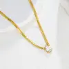Collar de acero de titanio atmosférico de lujo ligero de industria pesada con circonita de gota de agua directa de fábrica, nicho retro de verano que no se desvanece