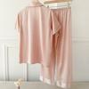 Pijama Sexy de Seda de Hielo con Estampado de Leopardo Rosa para Mujer, Conjunto Delgado de Dos Piezas Corto y Largo para Primavera y Otoño, Ropa de Casa para Niñas