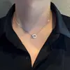 Collar Doble Aro de Zirconia para Hombre, Cadena para Clavícula con Diseño de Nicho, Joyería de Acero de Titanio de Lujo Ligero de Alta Gama, Colgante Versátil para Hombre