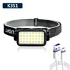 Fábrica de origen luz diurna COB nueva luz recargable por USB reflector LED para camping al aire libre faro de luz fuerte montado en la cabeza