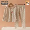 Conjunto Novo de Outono para Meninas Algodão Puro Blusa e Calça de Outono Sem Costura Roupa Íntima Quente Conjunto de Duas Peças Roupa de Casa para Crianças Pijama