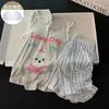 2026 Ropa de Casa de Costilla de Seda Fina Dibujo Animado West Highland Encaje Sin Mangas Chaleco con Almohadillas en el Pecho Conjunto de Pijama