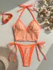 2026 Nuevo Bikini Rayado Sexy Chica Caliente Toalla Rayada Traje de Baño de Dos Piezas Comercio Exterior Transfronterizo
