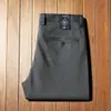 Pantalones de algodón sarga gruesa de alta gama para hombre, suaves y elásticos, con textura, para otoño e invierno, lavados, rectos, de estilo business casual