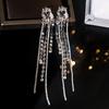 Brincos de borla longos elegantes Zircon Brincos personalizados sem furos para orelha Clipe de orelha Brincos metálicos femininos na moda para todos os fósforos