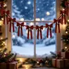 Guirnalda de campana de terciopelo de doble oreja con lazo de Navidad para decoración de pared de chimenea, decoración colgante de Navidad, decoración del hogar