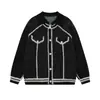 Jaqueta Estilo Tweed com Linha Contrastante Masculina 2025 Outono e Inverno Nova Moda High-End Casual Relaxado Roupa de Casal