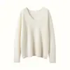 Suéter de cachemira para mujer, holgado, de cuello en V, manga larga, nuevo estilo otoño/invierno, adelgazante y versátil, jersey básico de cachemira tejido