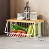 Prateleira de Armazenamento de Frutas e Legumes de Cozinha Cesta de Frutas e Legumes Doméstica de Chão Prateleira de Armazenamento Multi-Camada Móvel para Cebola, Gengibre e Alho