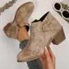 Botines de tacón grueso con punta fina estilo francés para mujer, nueva colección otoño/invierno 2026, botas negras de tacón alto versátiles y de moda con cremallera lateral