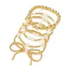 Europeu e Americano Novo Estilo de Luxo Acessível Transfronteiriço Pulseira Multicamadas com Laço Conjunto de 5 Peças Personalizado Elegante Pulseira de Pérola Sintética Joias Femininas