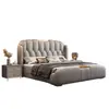 Cama tapizada de lujo ligero con botones, cabecero capitoné, cama doble italiana grande, cama de hotel B&B, tejido técnico, cama suave, dormitorio principal, cama de boda