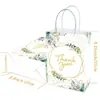 Sacola de Embalagem para Presente de Festa de Agradecimento Transfronteiriça com Estampa de Flores Coloridas Sacola de Papel Kraft Branco com Alça