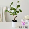Flor Artificial Bonsái de Rosa de 6 Cabezas Adorno de Flor Falsa para Mesa de Comedor, Sala de Estar, Arreglo Floral para el Hogar y Exhibición Decorativa