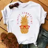 Camiseta Divertida de Frutas para Mujer Moda Kawaii Estampado de Plátano Camiseta Blanca Harajuku Camiseta de Manga Corta Tops Camisetas