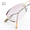 Gafas para Miopía sin Montura para Mujer, Titanio Puro, Ultraligeras, Bordes Cortados a Diamante, Gafas con Filtro de Luz Azul, Gafas que Cambian de Color con Graduación para Miopía