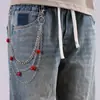 Nova Corrente para Calça da Amazon, Corrente da Moda com Pingente de Coração Vermelho Pequeno em Camadas, Acessórios Versáteis e Personalizados para Corrente de Calça
