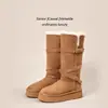Botas de nieve de invierno de caña alta con tacón alto para mujer, engrosadas, cálidas, color gris, zapatos de algodón forrados de felpa, para comercio exterior transfronterizo, que aumentan la altura