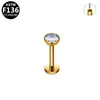 Brincos de piercing de moda Gai Bei em titânio G23, estilo europeu e americano, design minimalista com pedras redondas de zircônia cúbica branca